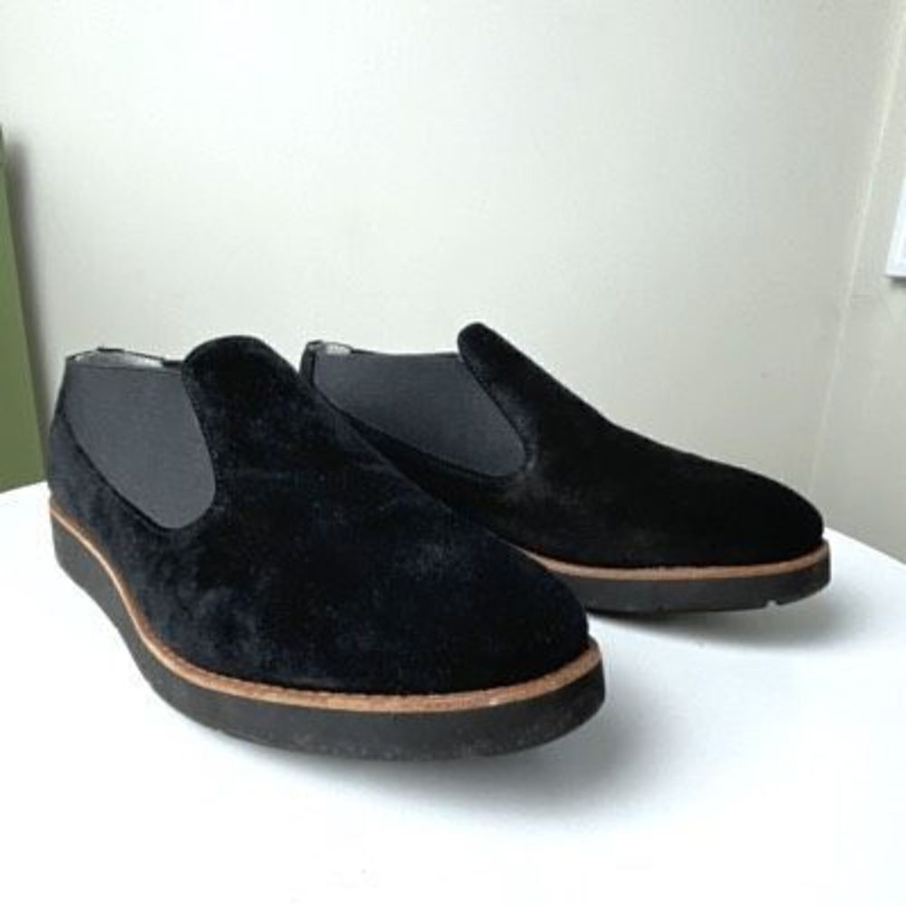 Johnston & Murphy Bree Slip-on Flat Loafer Black Suede Almond Toe Sz 9